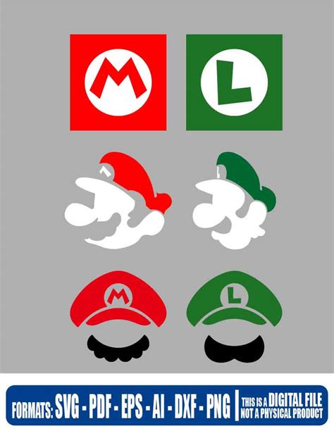 Mario Bros And Luigi Heads Svg Cricut Eps Svg Pdf Png File Cut