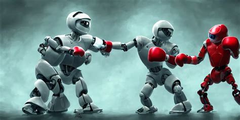 A Concept Art Of Two Robots Boxing In Action In The Stable Diffusion