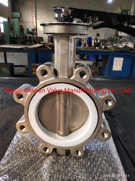 Stainless Steel CF8 Lug Type Butterfly Valve With PTFE EPDM Seat PTFE