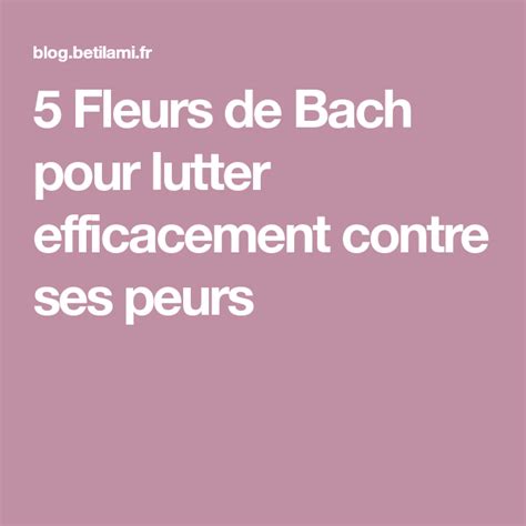 Fleurs De Bach Pour Lutter Efficacement Contre Ses Peurs Artofit