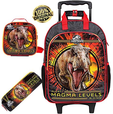 Ditudotem Kit Mochila Escolar Infantil Carrinho Menino Jurassic World