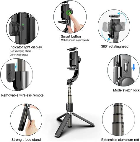 Gimbal Selfie Stick Con Tr Pode Tr Pode Extensible Para Tel Fono