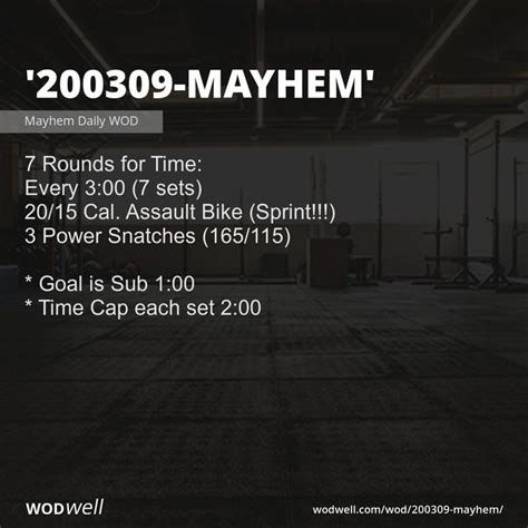 "200309-Mayhem" Workout, Mayhem Daily WOD | WODwell | Crossfit workouts wod, Wod workout ...