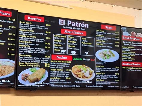 Menu At El Patron Méxican Food Restaurant Vacaville