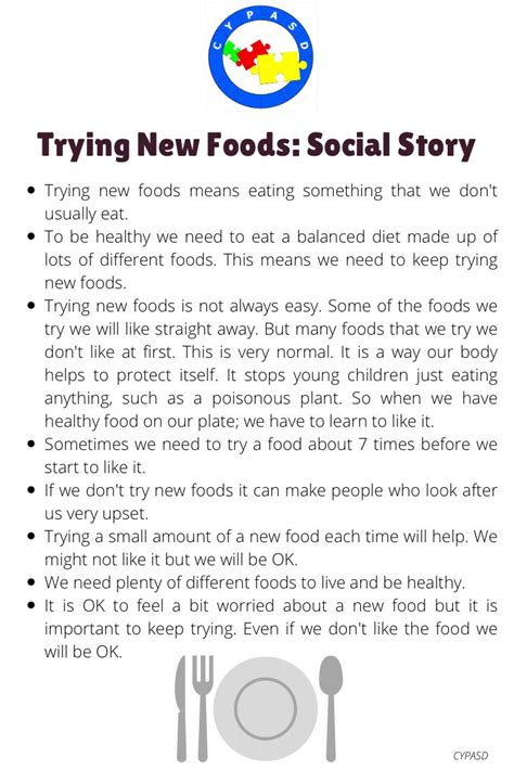 Trying New Foods Social Story Social Stories Teaching Social Skills