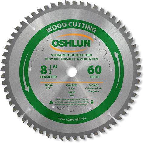 Oshlun Sbw 085060 8 12 Inch 60 Tooth Negative Hook Finishing Atb Saw