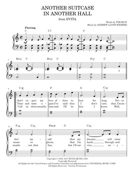 Play Official Version Of Another Suitcase In Another Hall Sheet Music