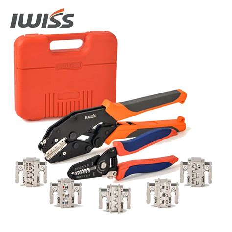 Iwiss Rachet Crimping Tool Set Quick Change Jaws For Open Barrel