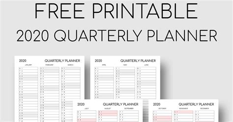 Printable 2020 Quarterly Planner