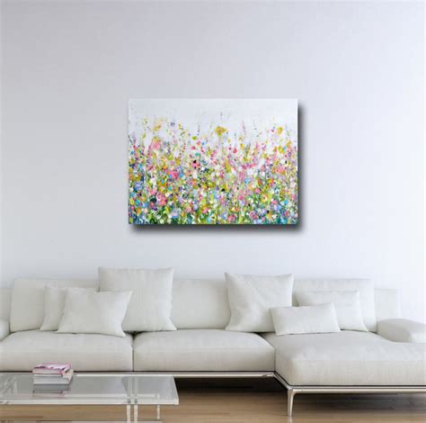 Large Floral Wall Art, Canvas Meadow Art, Abstract Floral Meadow Canvas Print, Giclee Print ...