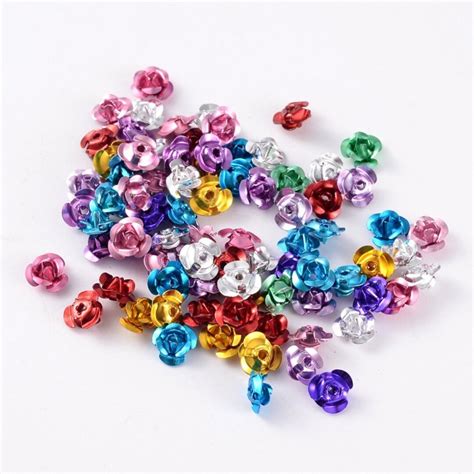 Aluminum Rose Beads 6mm Flower Beads Set Assorted Colors Jewelry Making Supplies Bulk 50pcs Etsy