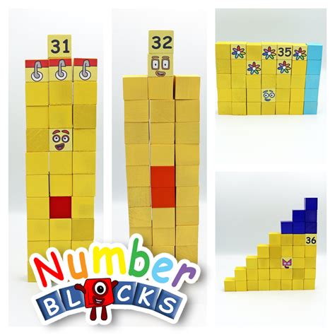 Numberblocks 31 32 35 36 Stackable Wooden Blocks Etsy