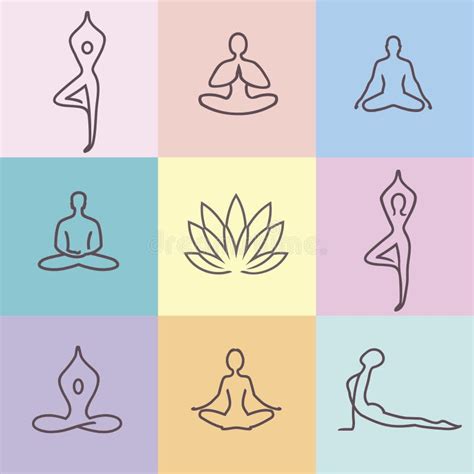 Yoga Ikonen Logo Illustration Vektor Abbildung Illustration Von