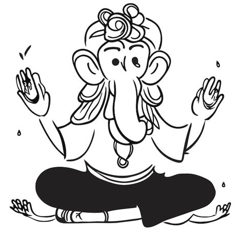 Ganesh Jayanti Se Or Ganesha Dibujado A Mano Dibujos Animados Pegatina