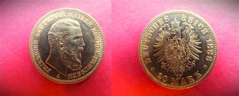 Preussen 20 Mark 1888 A Friedrich III Drei Kaiser Jahr Gold 20