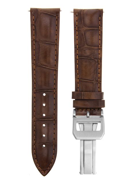 Mm Leather Watch Band Strap For Iwc Portuguese Deployment Clasp Light