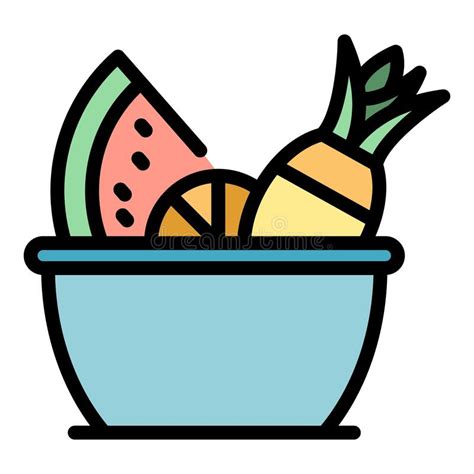 Vector De Contorno Del Icono De Ensalada De Frutas Ligeras Ilustraci N