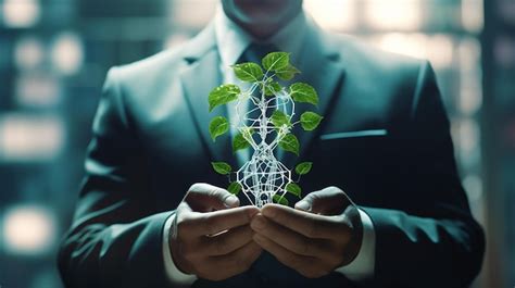 Premium Ai Image Businessman Holding A Dna Growing As A Plant