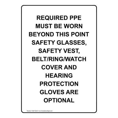 Vertical Sign PPE Hearing Required Ppe Must Be Worn Beyond This