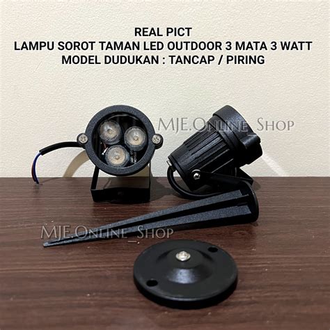 Jual LAMPU SOROT TAMAN LED OUTDOOR 3 MATA 3 WATT MODEL TANCAP PIRING