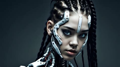 Enchanting Cyborg Beauty With Dark Braids And Wild Hair Muse Ai