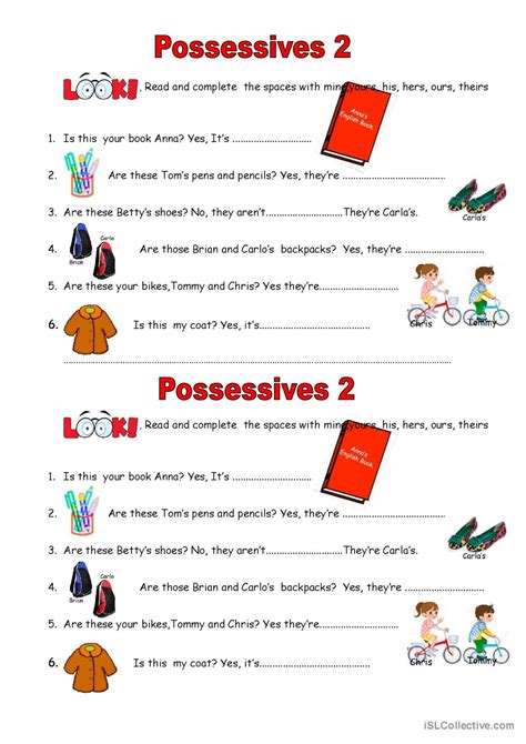 Possessives 2 Discussion Starters English ESL Worksheets Pdf Doc