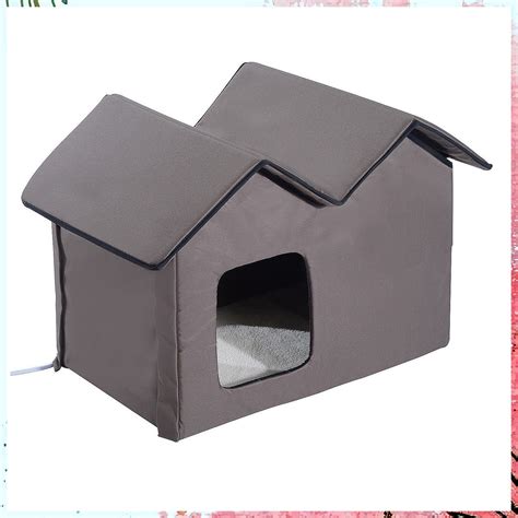 Pawhut Double Heated Portable Indoor Cat Shelter House In 2022 Heated