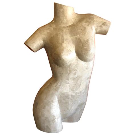 Tessellated Stone Nude Woman Torso Sculpture By Marquis Of Beverly