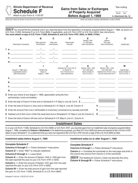 Fillable Online Tax Illinois Schedule F Form Il St Gains From