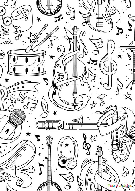 Coloriage sur la musique gratuit à imprimer avec Tête à modeler