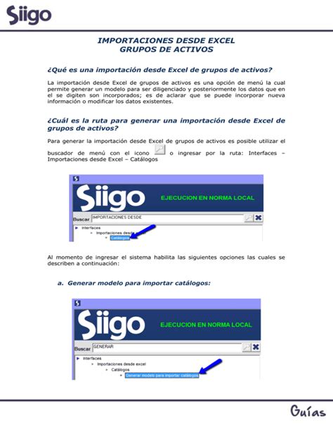 Importaciones Desde Excel Grupos De Activos