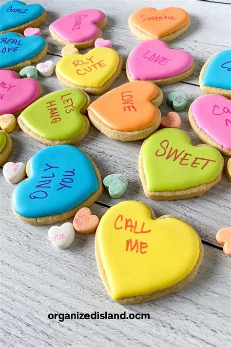 Conversation Heart Cookies Organized Island