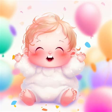 Premium AI Image | Photo a cute happy face baby birthday background