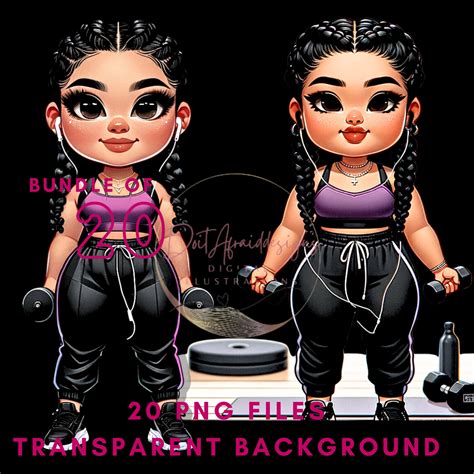 Workout Chibis, Chicana Chibis Working Out, Chibi Doll PNG, Chibi ...