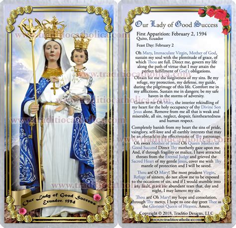 Our Lady Of Good Success Quito Ecuador Laminated Catholic Etsy Uk