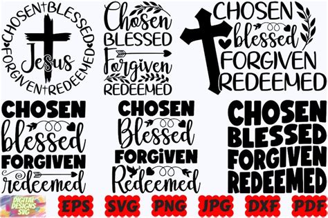 Chosen Blessed Forgiven Redeemed Svg Jesus Svg Christian