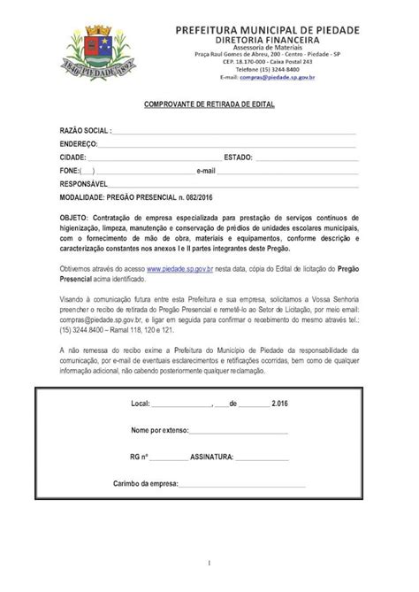 Pdf Comprovante De Retirada De Edital Raz O Compras Piedade Sp Gov