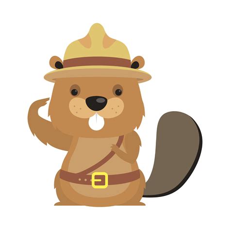 Cute Beaver Cartoon With Hat Vector Design Vector Art At Vecteezy