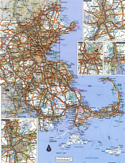 Massachusetts state highway map with truck routes area Massachusetts ...