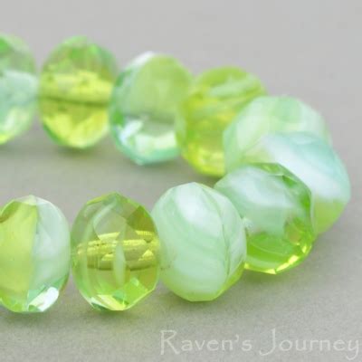 Rondelle X Mm Olivine Aqua White Mix Opaque Transparent Raven S