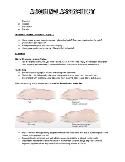 3 Abdominal Assessment Abdominal Assessment Question Inspect