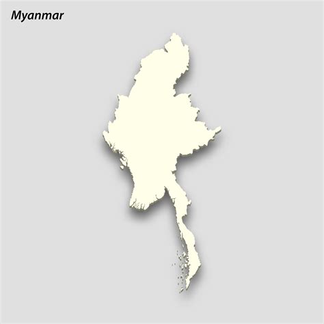 D Isometric Map Of Myanmar Isolated With Shadow Vector Art At