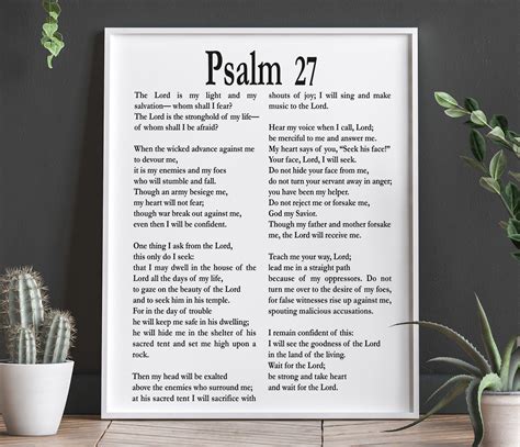 Psalm 27 Print Psalm 27 Bible Poster Bible Decor Bible Wall Art Psalm