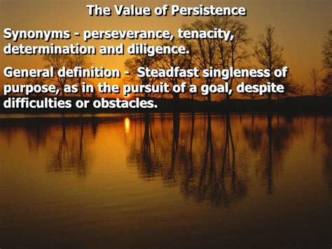 Ppt The Value Of Persistence Synonyms Perseverance Tenacity