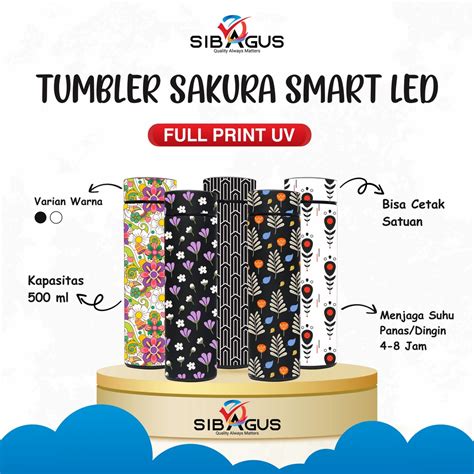 Jual Tumbler Sakura LED 500 Ml Full Print Metode Cetak UV Shopee