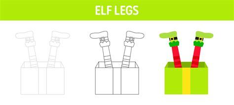 Christmas Elf Feet tracing and coloring worksheet for kids 14370994 ...