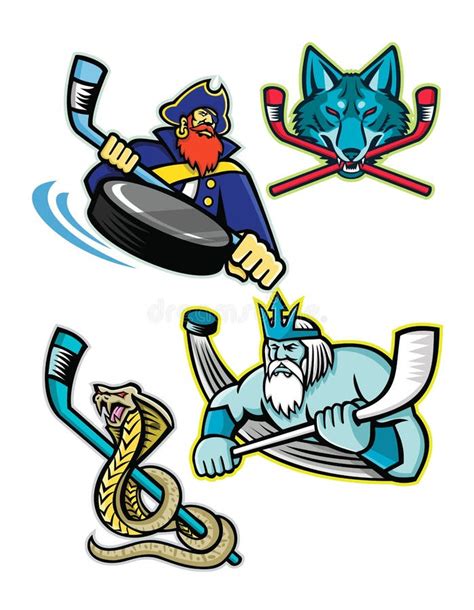 Raccolta Della Mascotte Di Sport Del Hockey Su Ghiaccio Illustrazione