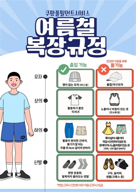 출근준비물and복장규정 쿠팡동탄 물류센터