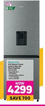 Hisense L Bottom Freezer Combi Fridge With Water Dispenser H Bi