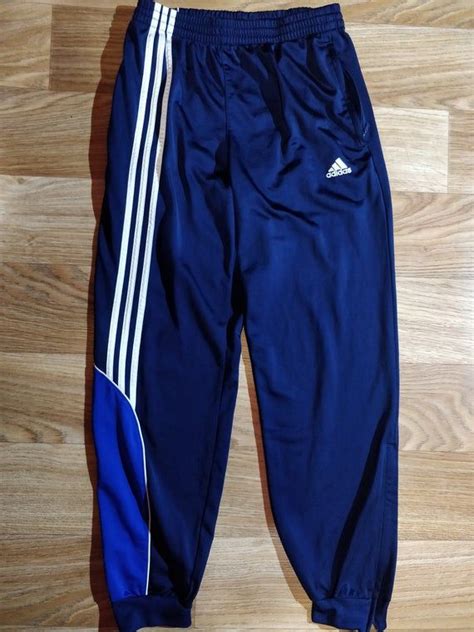 Adidas Vintage Mens Tracksuit Pants Trousers Training Navy Blue White